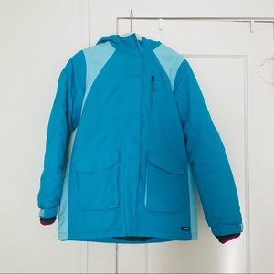 Girls Lands End Squall parka, Calypso blue, sz XL